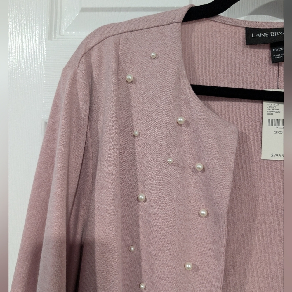 NWT Lane Bryant Mauve Pink Pearl Embellished Open Front Jacket in Size 18/20 - Picture 6 of 14
